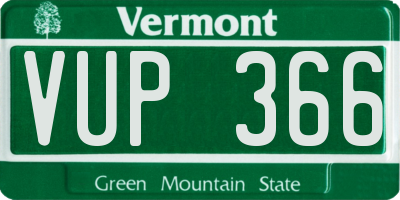 VT license plate VUP366