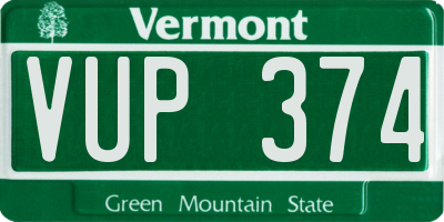 VT license plate VUP374