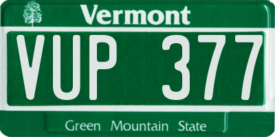 VT license plate VUP377