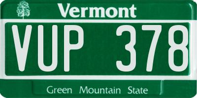 VT license plate VUP378