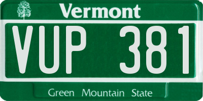 VT license plate VUP381
