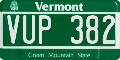 VT license plate VUP382