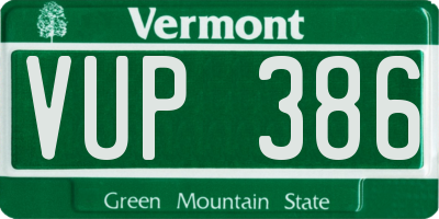 VT license plate VUP386