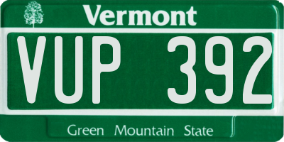 VT license plate VUP392