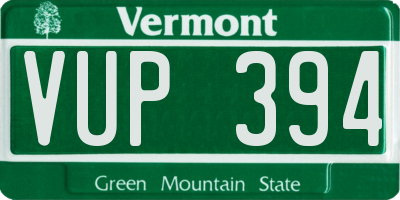 VT license plate VUP394