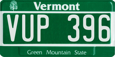 VT license plate VUP396