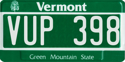 VT license plate VUP398