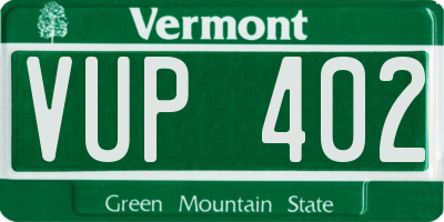 VT license plate VUP402