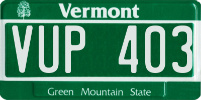 VT license plate VUP403