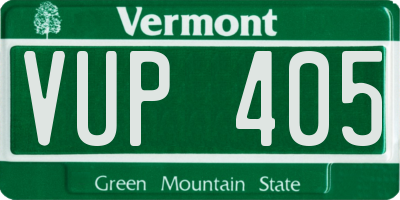 VT license plate VUP405