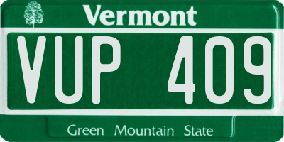 VT license plate VUP409
