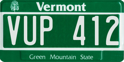 VT license plate VUP412