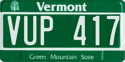 VT license plate VUP417