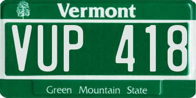 VT license plate VUP418