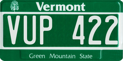 VT license plate VUP422