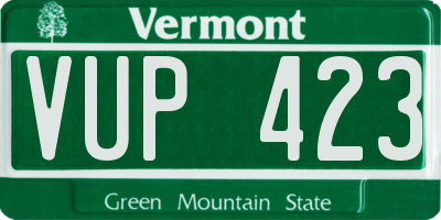 VT license plate VUP423