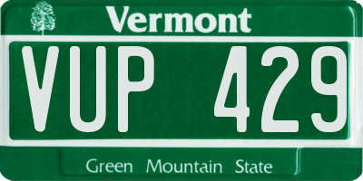 VT license plate VUP429
