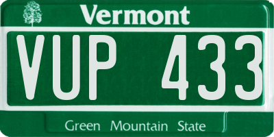 VT license plate VUP433