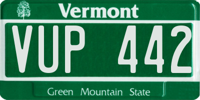 VT license plate VUP442