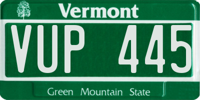 VT license plate VUP445
