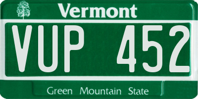 VT license plate VUP452