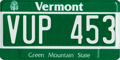 VT license plate VUP453