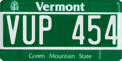 VT license plate VUP454