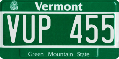 VT license plate VUP455