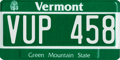 VT license plate VUP458