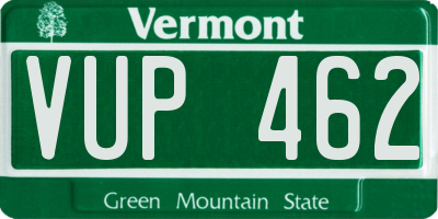 VT license plate VUP462