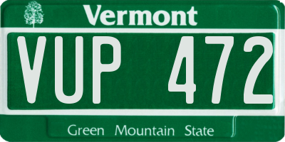 VT license plate VUP472