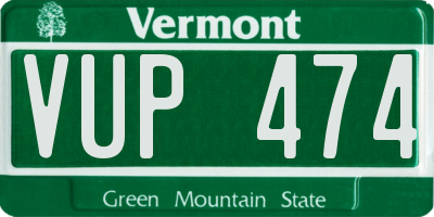 VT license plate VUP474