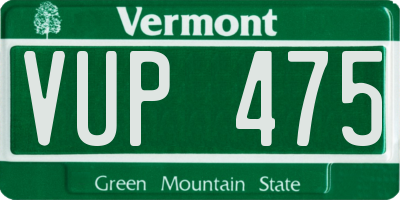 VT license plate VUP475