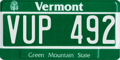 VT license plate VUP492