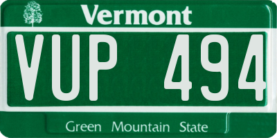 VT license plate VUP494