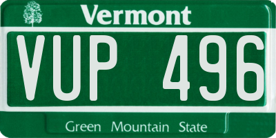 VT license plate VUP496