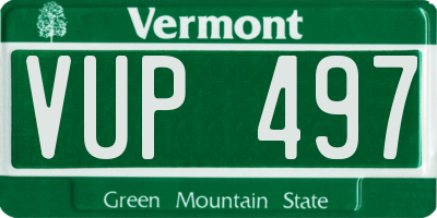 VT license plate VUP497