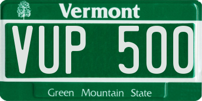 VT license plate VUP500