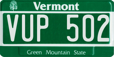 VT license plate VUP502