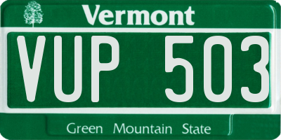 VT license plate VUP503