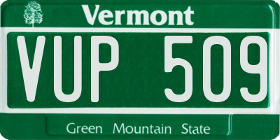 VT license plate VUP509