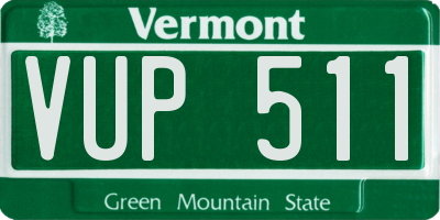 VT license plate VUP511