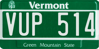 VT license plate VUP514