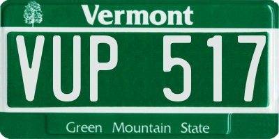 VT license plate VUP517