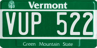 VT license plate VUP522
