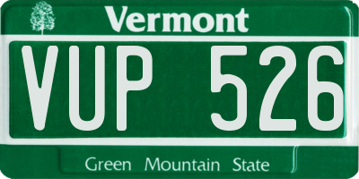 VT license plate VUP526