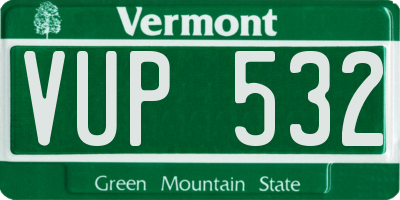 VT license plate VUP532