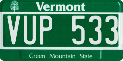 VT license plate VUP533