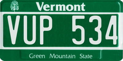 VT license plate VUP534