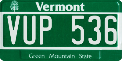 VT license plate VUP536